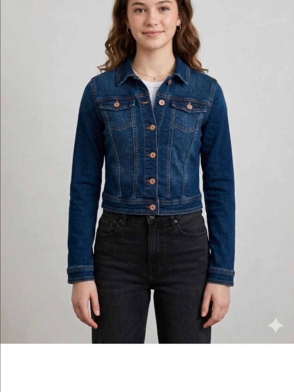 Love Tree Dark Blue Denim Jacket - Classic Button-Front